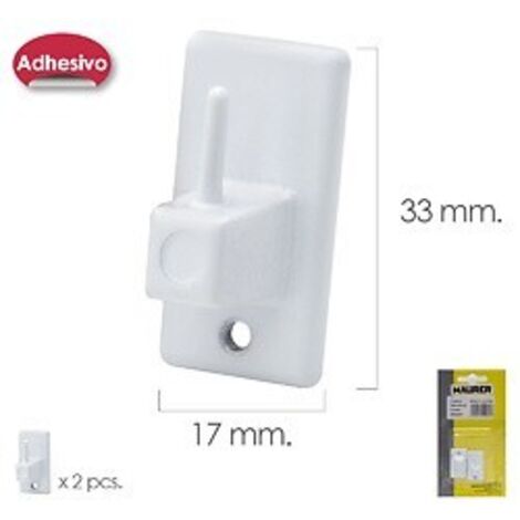 Voilage Adhésif Blanc/Crochet de Rideau (Blister 2 Pièces)