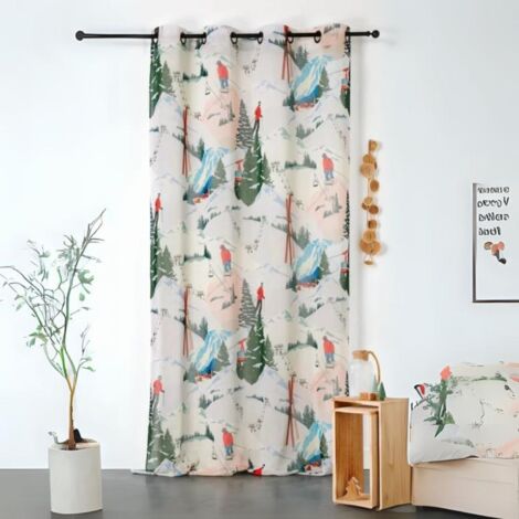 Voilage ambiance montagne "Solaise" - 150x260cm - Blanc