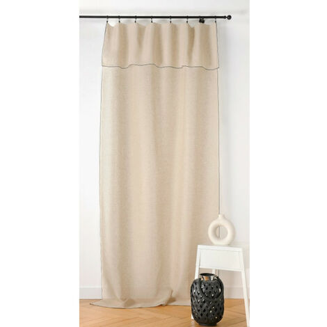 Voilage aspect lin bourdon noir 140x295cm – 54% polyester, 46% lin – Finition œillets avec pinces métalliques – Fabrication française – Linder
