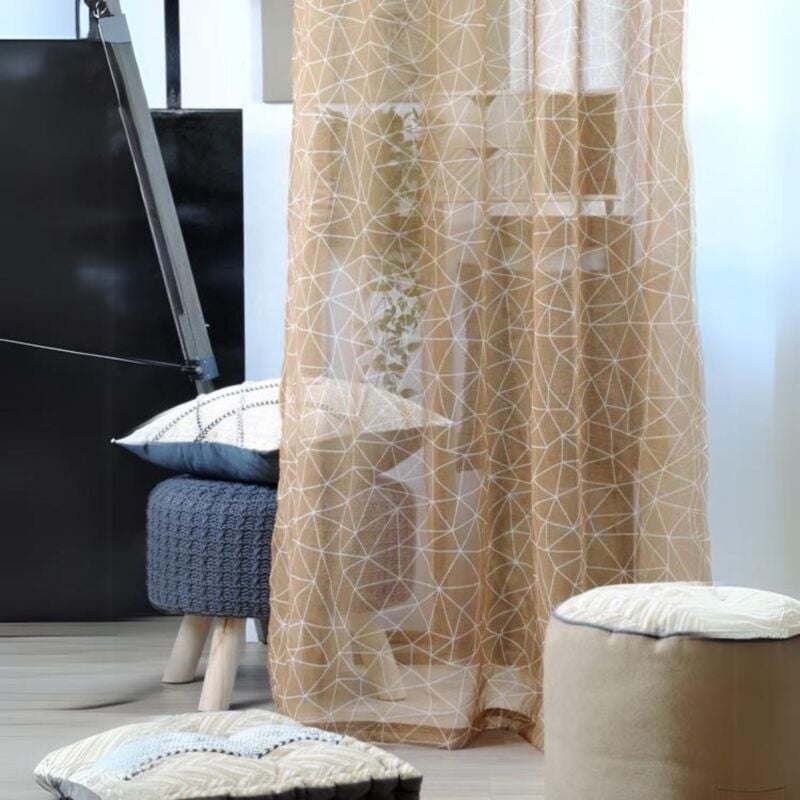 Voilage au style graphique Jaune moutarde 135x260 cm