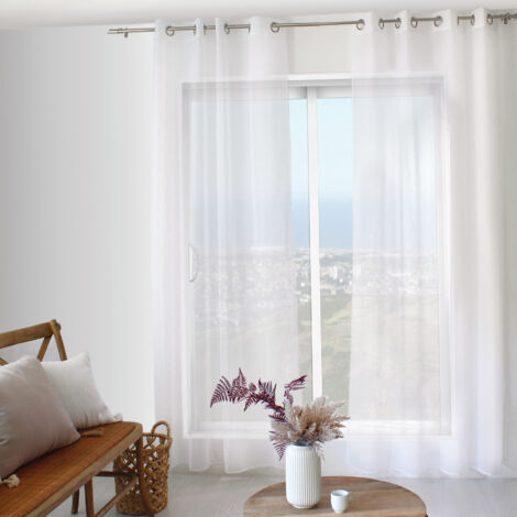 Voilage aux fils tissés argentés Blanc 140x240 cm
