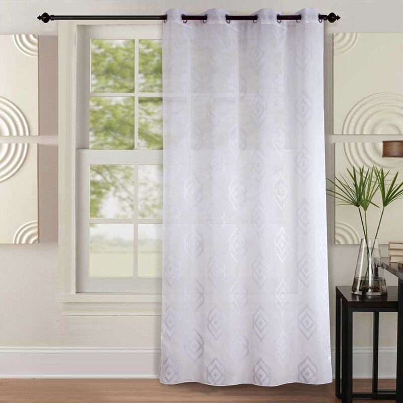 Voilage avec Motif 'Losange' Blanc 140x260 cm