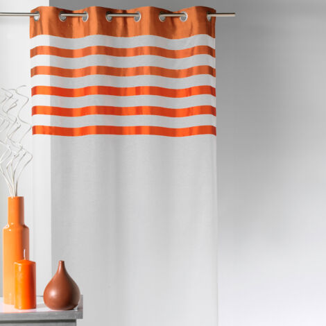 Voilage avec parement à rayures satinées et colorées Orange 140x250 cm