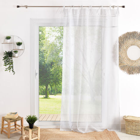 Voilage avec rubans macramé Blanc 140x240 cm
