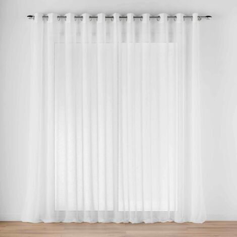 Voilage baie vitrée 400 x 240 cm effet lin tisse haltona Blanc
