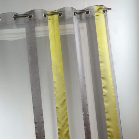 Voilage bicolore à rayures verticales Vert tilleul 140x260 cm