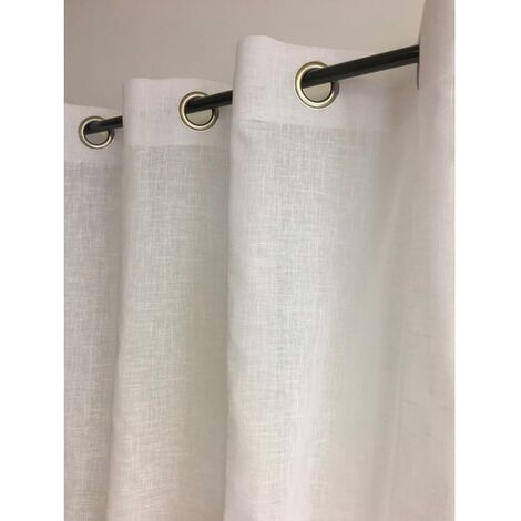Voilage Blanc aspect lin - 140x260cm - Blanc