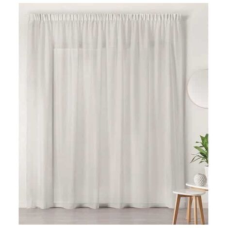 Voilage Blanc en Galon Fronceur - 300x240cm - Blanc