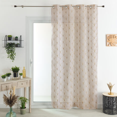 Voilage brodé art déco 140x240 cm – 100% polyester léger – Finitions œillets pour montage facile – Apporte texture et lumière