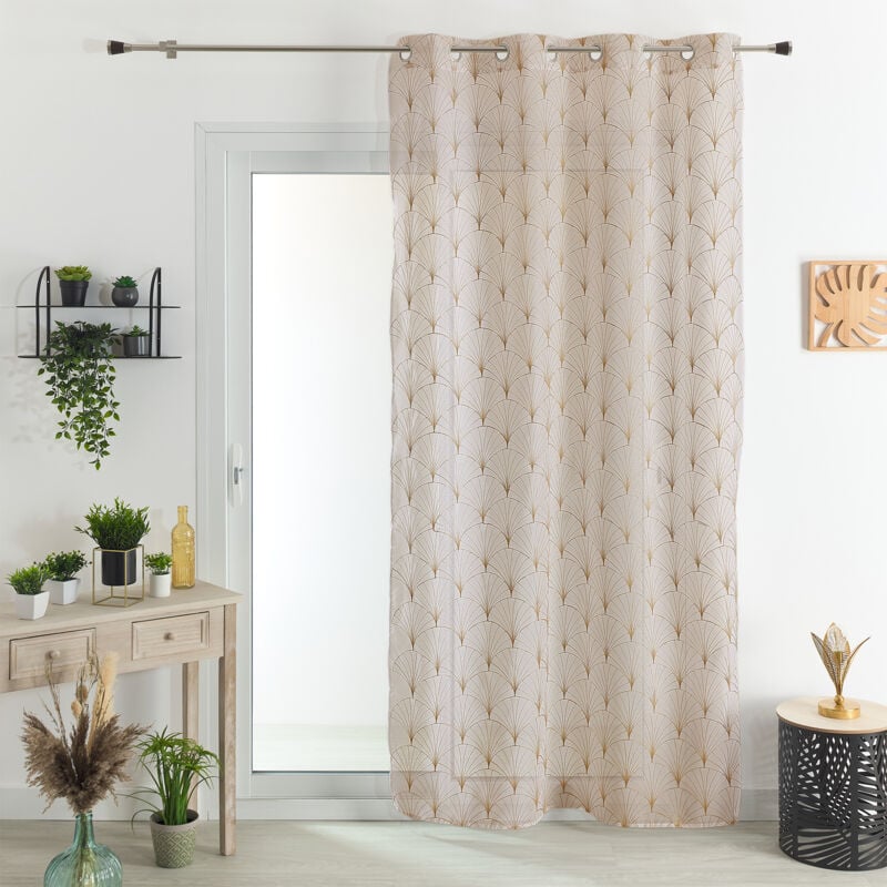 Voilage brodé style art déco Lin 140x240 cm