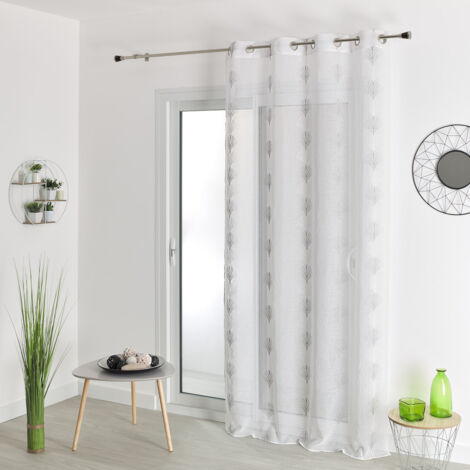 Voilage brodé éventail avec œillets Argent 140x240 cm