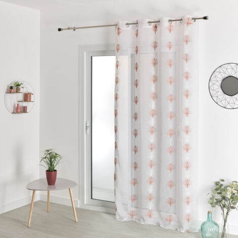 Voilage brodé éventail avec œillets Terracotta 140x240 cm
