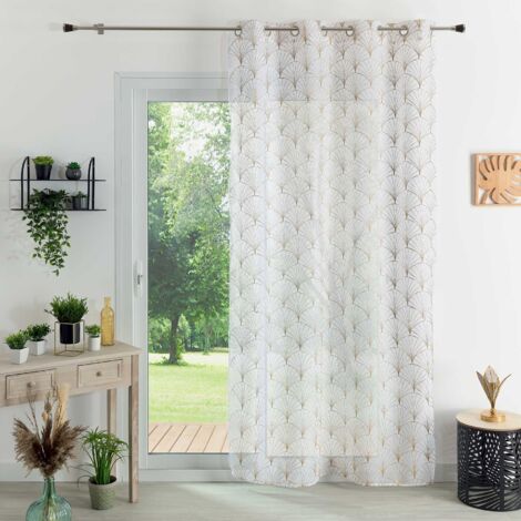 Voilage brodé style art déco Beige 140x240 cm