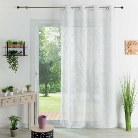 Voilage brodé style art déco Blanc 140x240 cm