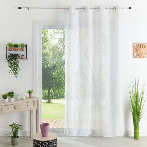 Voilage brodé style art déco Blanc 140x280 cm
