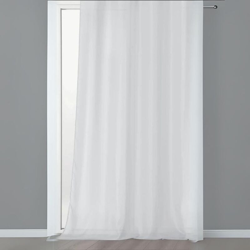 Linder - Voilage 'Chic' en voile de lin et galon fronceur Blanc 290x240 cm