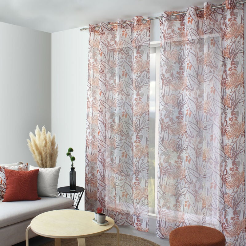 Voilage coloré motif exotique Terracotta 140x240 cm