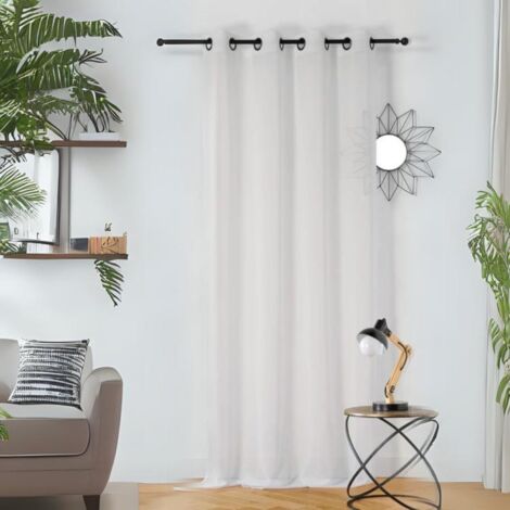 Voilage  -  - Effet de rayures Blanc 145x240 cm