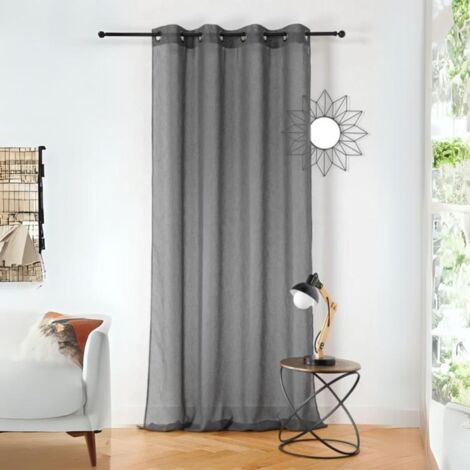 Voilage  -  - Effet de rayures Gris anthracite 145x240 cm