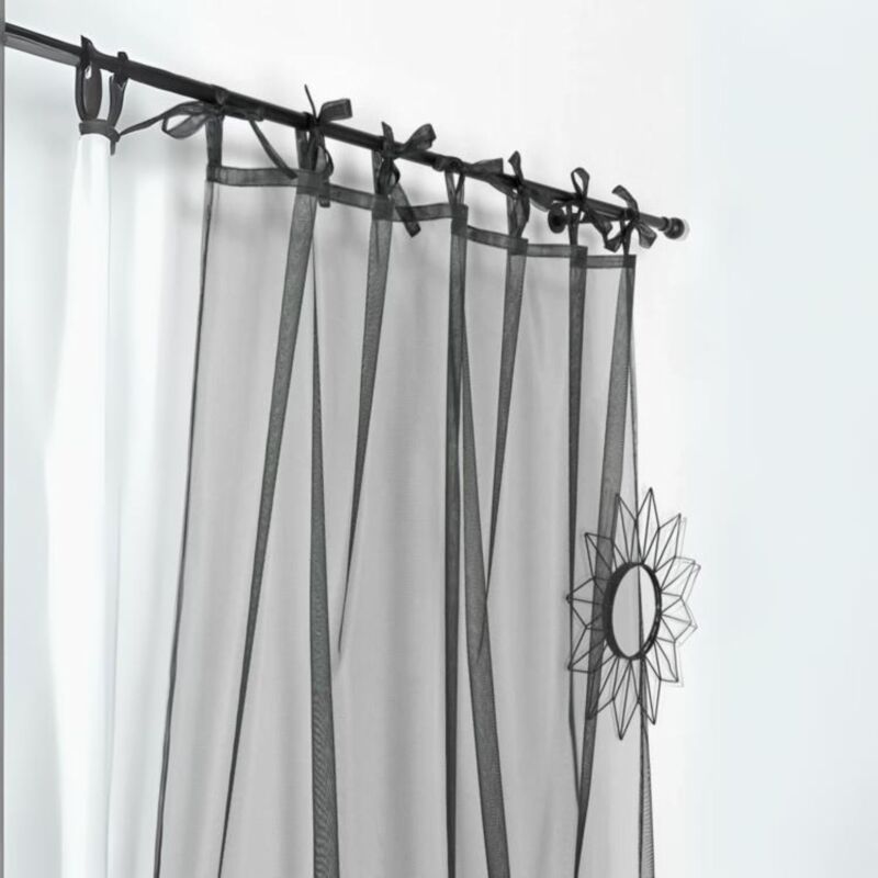 Voilage - - Effet filet Noir 145x300 cm