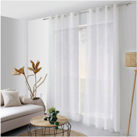 Voilage effet lin 140x240cm "Elena" - 140x240cm - Blanc