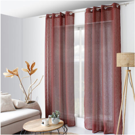 Voilage effet lin 140x240cm "Elena" - 140x240cm - Bordeaux
