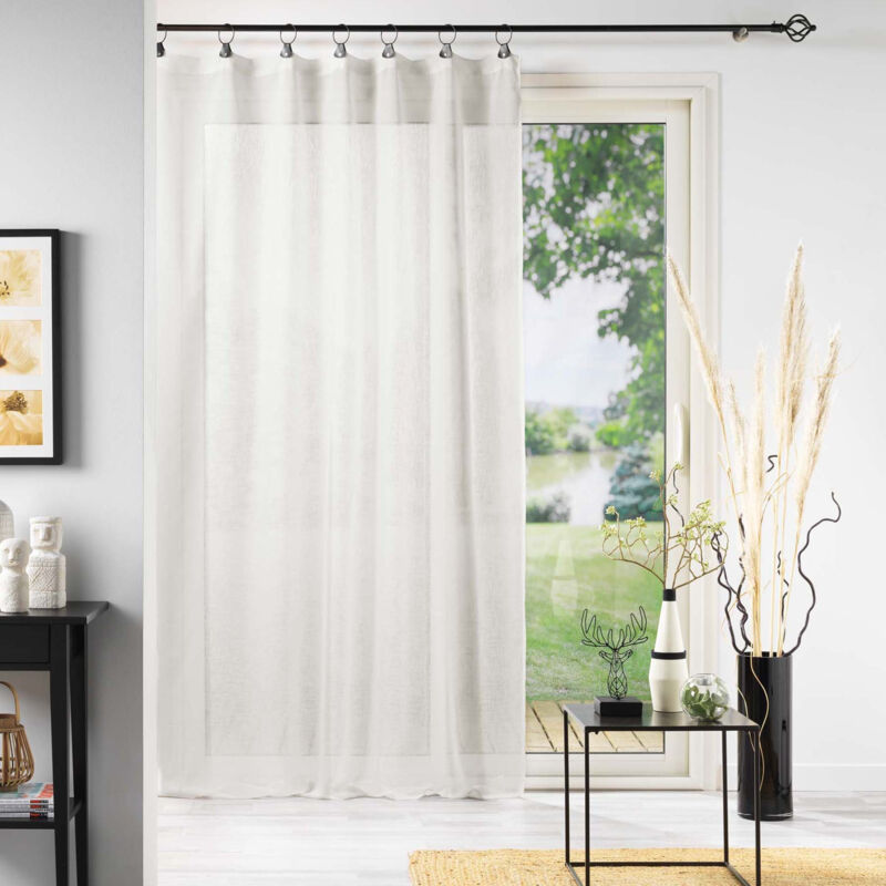 Voilage effet lin à anneaux 140 x 240 cm Linka Blanc