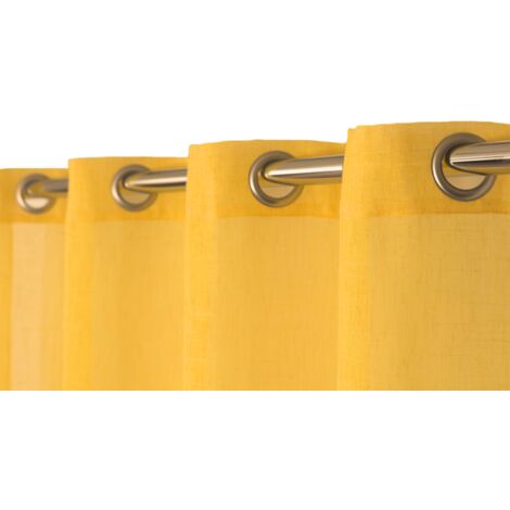 Voilage Effet Lin Grande Hauteur à Oeillets 140 x 280 cm Uni Jaune Yuzu - Jaune