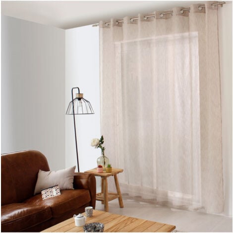 Voilage effet lin grande largeur 300x240cm - 300x240cm - Naturel
