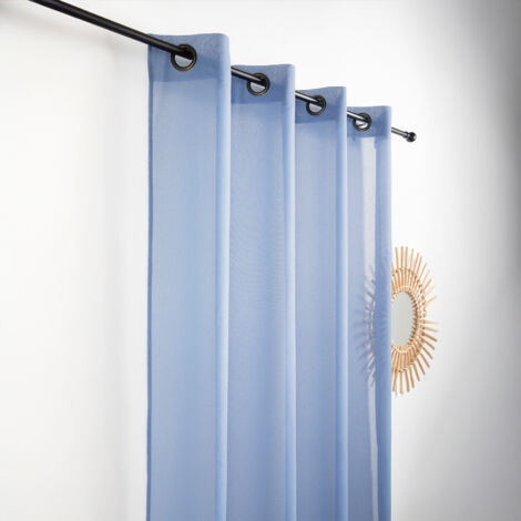 Voilage  - Effet naturel avec fils en relief Bleu 145x240 cm