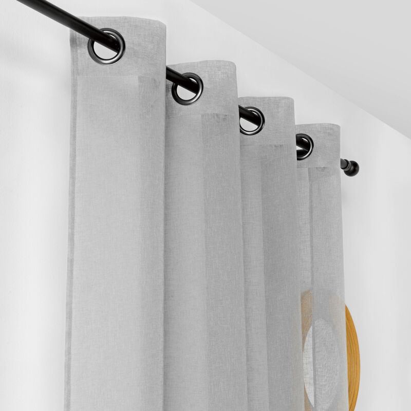 Voilage - Effet rustique Gris clair 145x240 cm