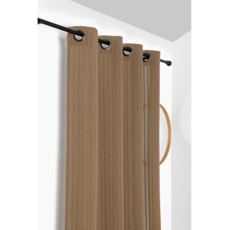 Voilage en coton et chanvre 140x275cm "Tresse" - 140x275cm - Taupe