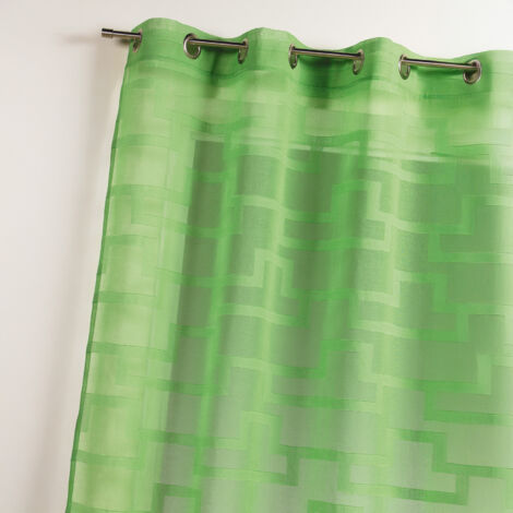 Voilage en étamine à imprimés géométriques orchidée Vert tilleul 140x260 cm