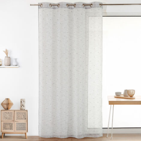 Voilage en Etamine à Motifs "Petites Croix" Gris clair 140x240 cm