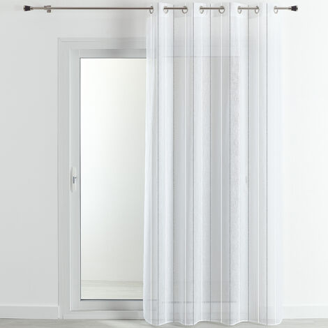 Voilage en étamine à rayures métallisées Argent 140x240 cm