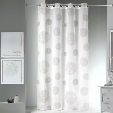 Voilage en Etamine Impression Argent Beige 140x240 cm