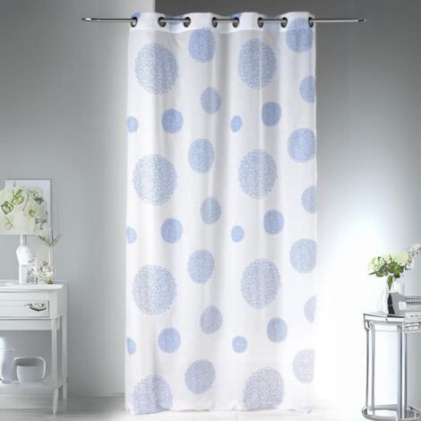 Voilage en Etamine Impression Argent Bleu 140x240 cm