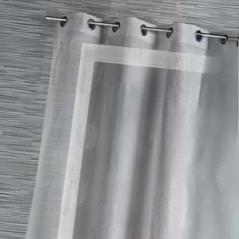 Voilage en Etamine Impression Argent Gris clair 140x240 cm