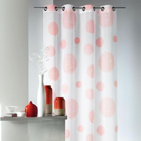 Voilage en Etamine Impression Argent Orange corail 140x240 cm