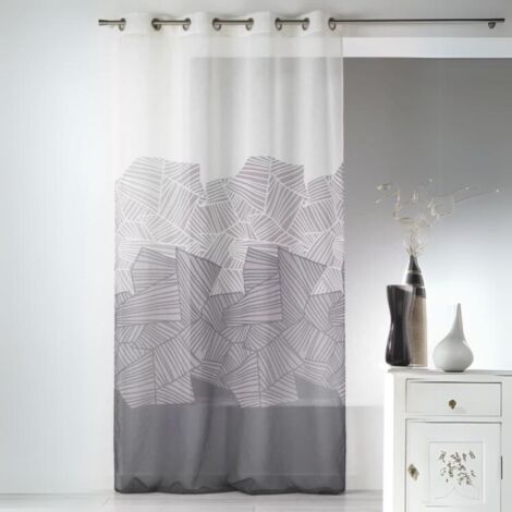 Voilage en Etamine Légère à Motifs Graphiques Ivoire 140x240 cm