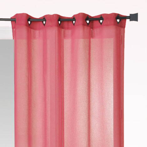 Voilage en Etamine Légère Unie à Oeillets Carrés Rouge 140x240 cm
