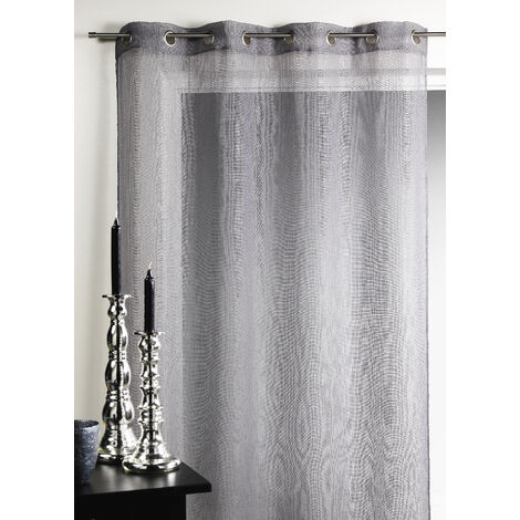 Voilage en étamine unie avec reflets argentés Gris 140 x 240 cm