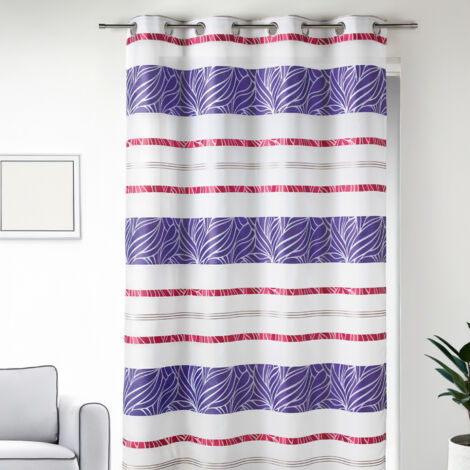 Voilage en jacquard à rayures horizontales colorées Fuchsia 140x240 cm