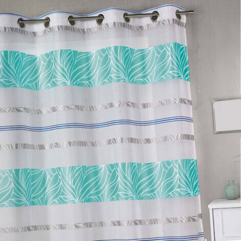 Voilage en jacquard à rayures horizontales colorées Turquoise 140x240 cm