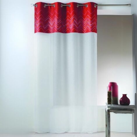 Voilage en jacquard avec parement haut "chevron" Terracotta 140x240 cm