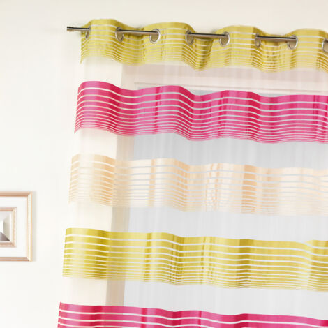 Voilage en organza à fines rayures horizontales Rose Blush 140x240 cm