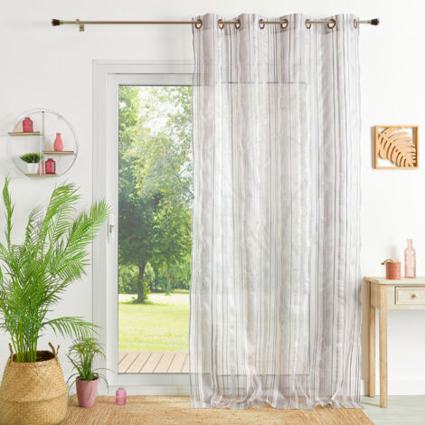Voilage en organza à rayures Gris clair 140x260 cm