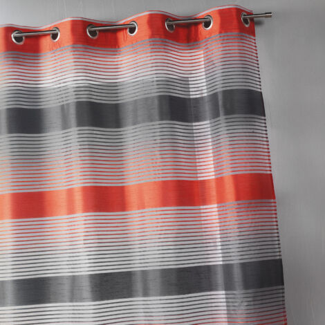 Voilage en organza à rayures horizontales bicolores Orange 140x240 cm