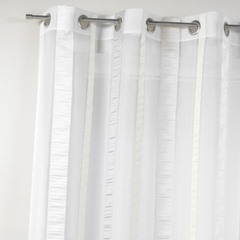 Voilage en organza à rayures verticales Gris clair 150x260 cm
