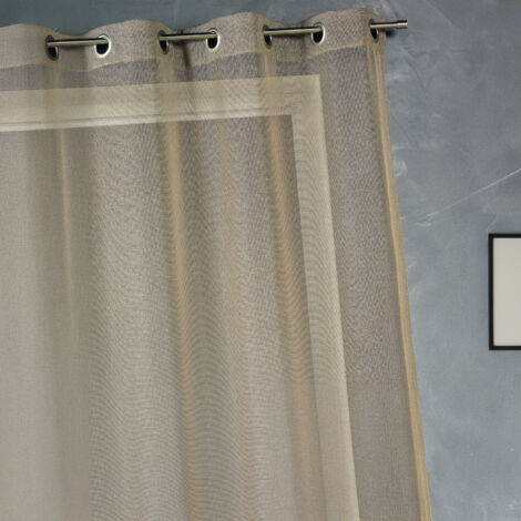 Voilage en organza fantaisie uni Taupe 140x240 cm